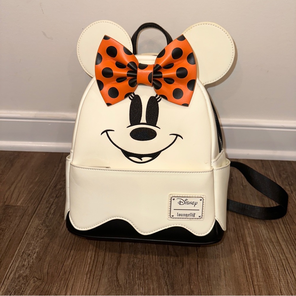 Loungefly Disney Ghost Minnie Mouse Glow in the Dark Mini Backpack NWOT